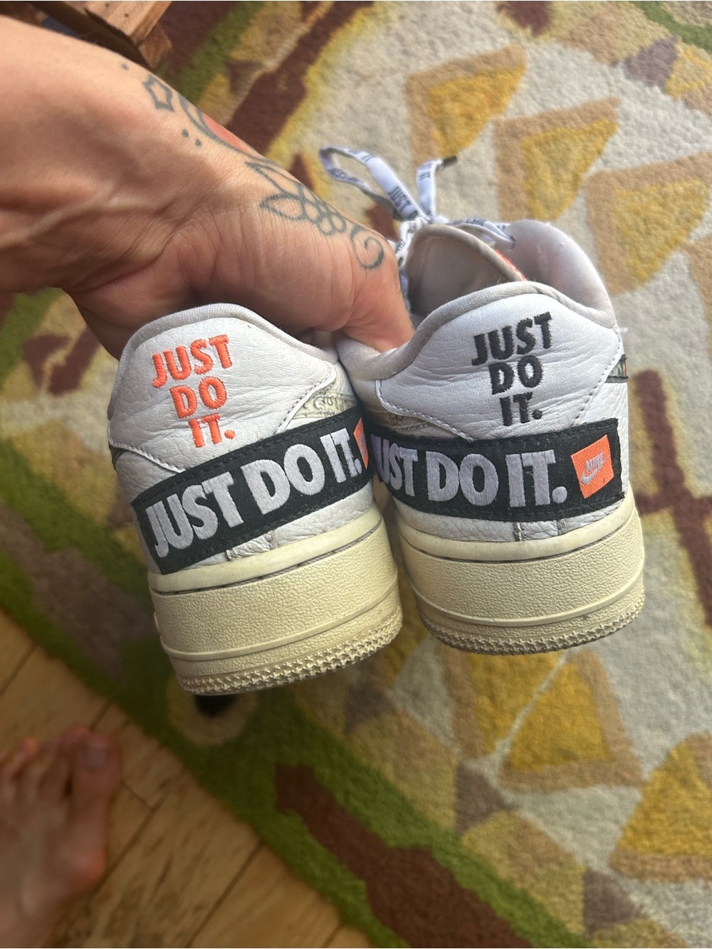 Nike Air Force 1 Low ’07 PRM Just Do It White Orange 2018 Men 6.5 Women 8 - Picture 15 of 16